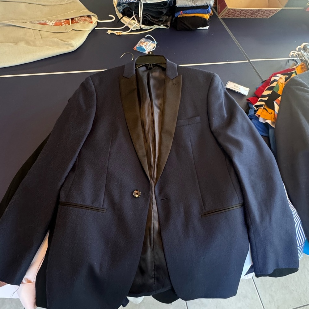 Calvin Klein Navy Tuxedo with Black Lapel